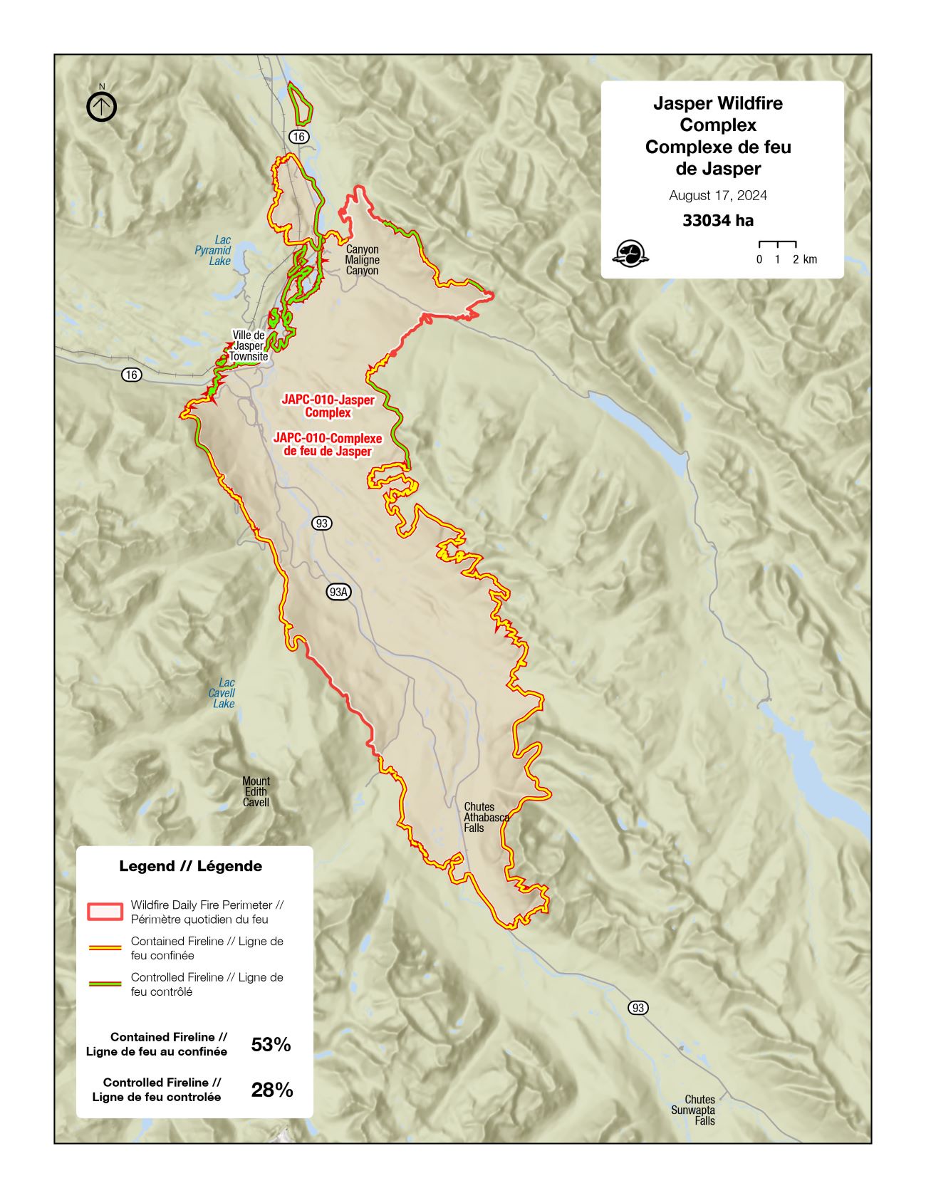 Jasper Wildfire Complex Status map 