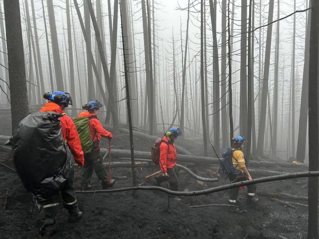 Jasper fire crew in the Maligne Valley.