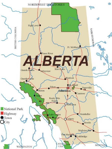 Map of the Province of Alberta