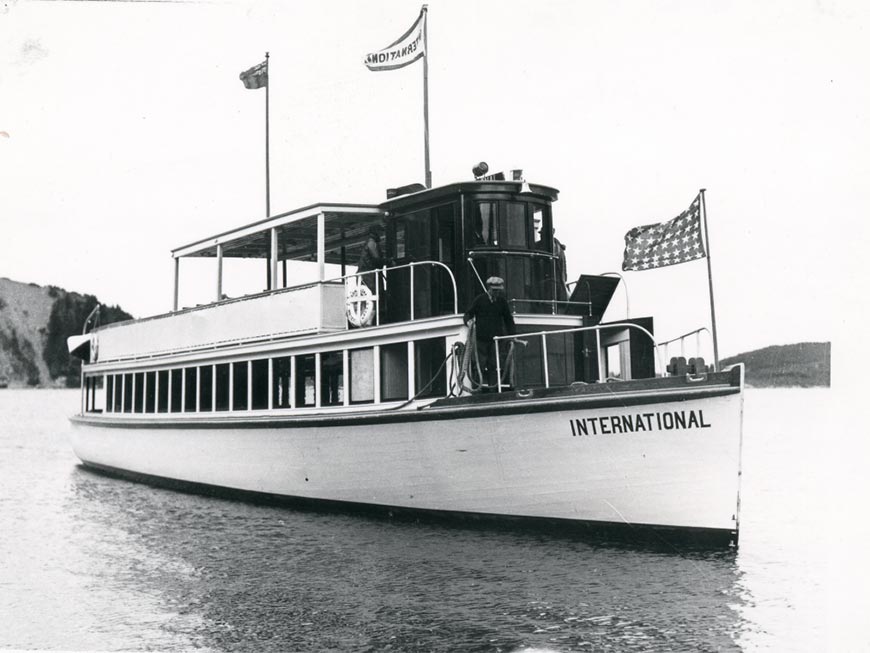 The M.V. International boat in Middle Waterton Lake