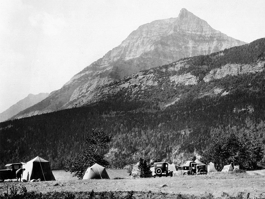 Tents and cars in the Townsite Campground