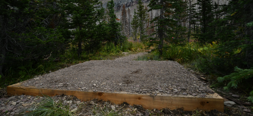 Backcountry tent pad at Goat Lake  