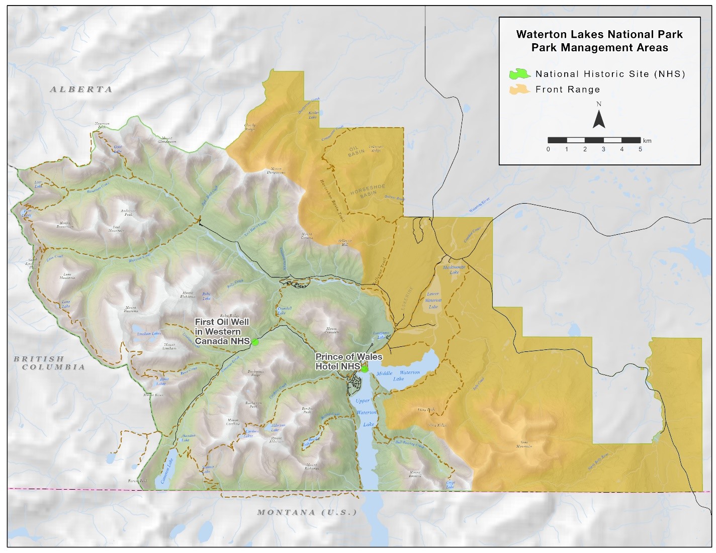 Map 3: Waterton Lakes National Park Management Areas