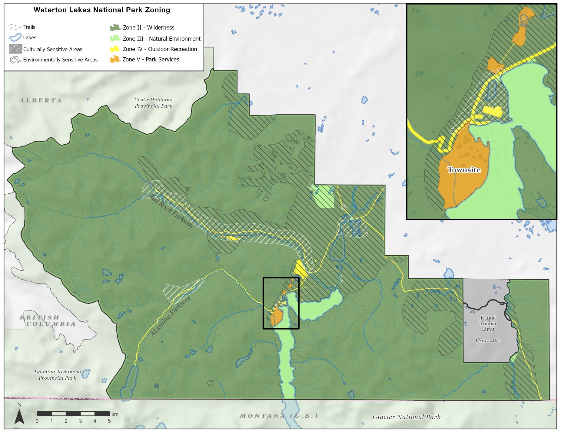 Map 4 Waterton Lakes National Park Zoning