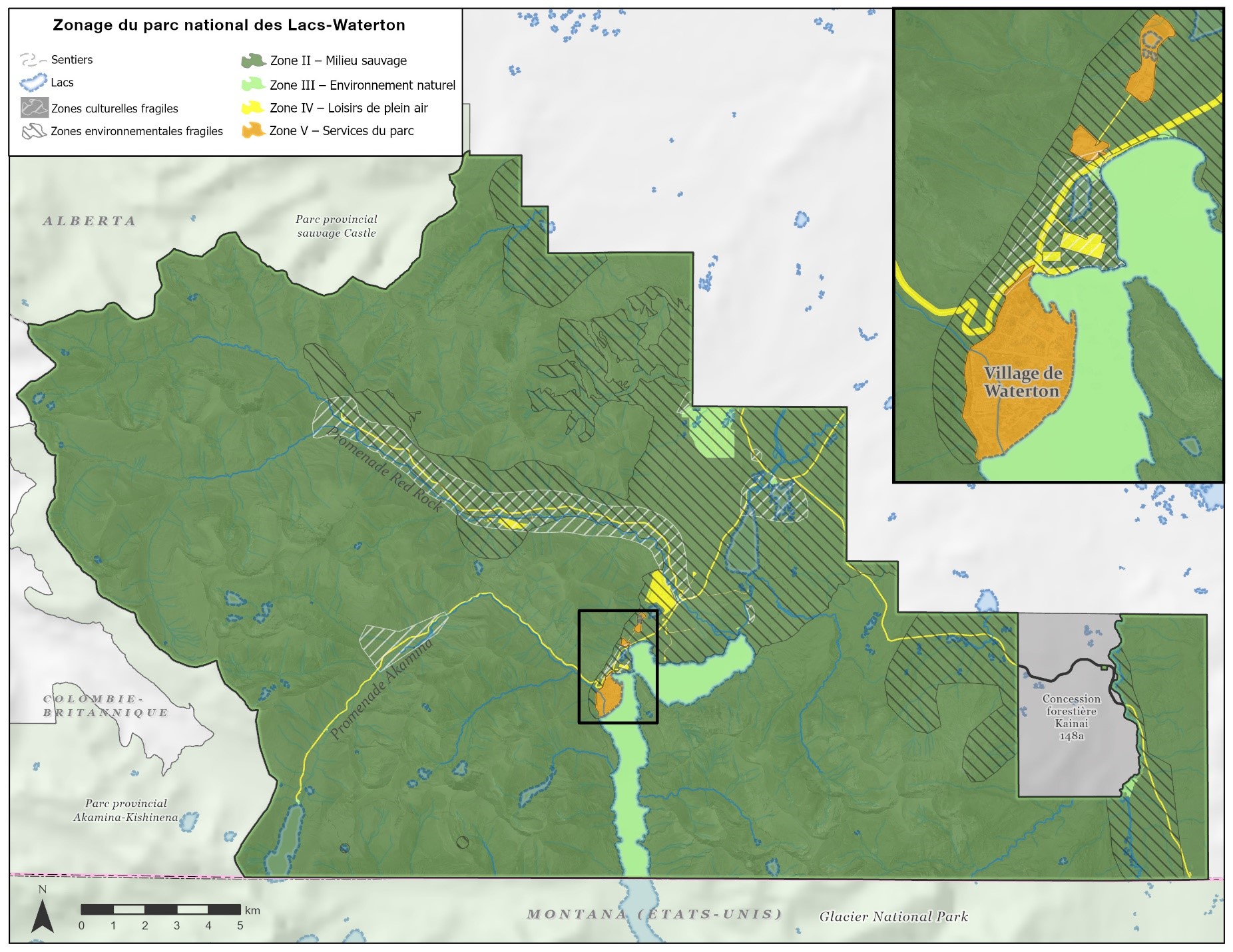 Carte 4 Zonage du parc national des Lacs-Waterton