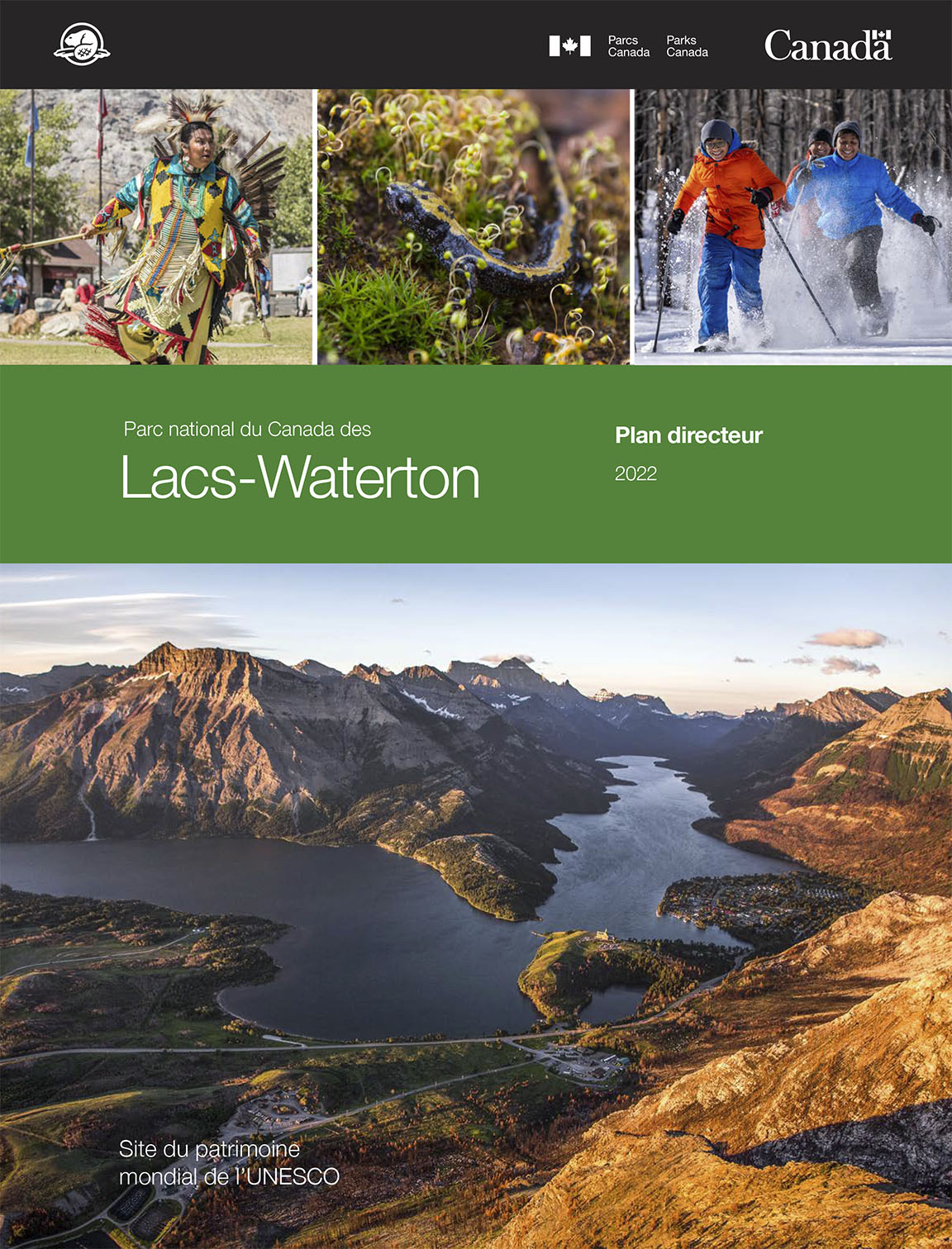 la page couverture de la Plan directeur du parc national du Canada des Lacs-Waterton, 2022