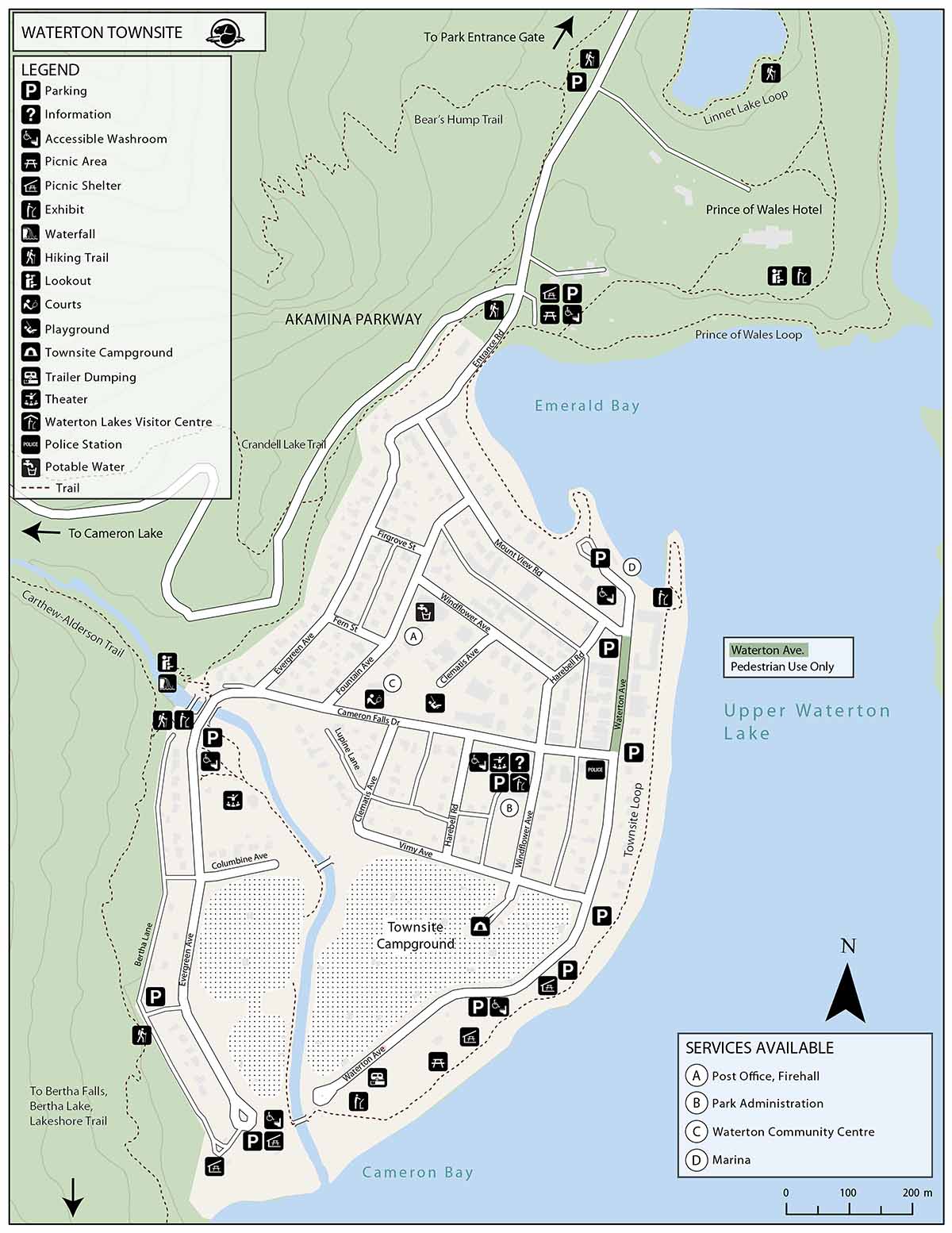 Waterton townsite map