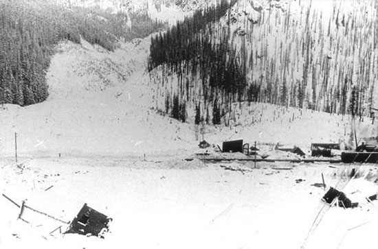 Avalanche on the railway at Rogers Pass