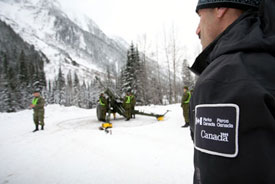 shooting down avalanches using a Howitzer