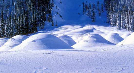snow covered earth mounds