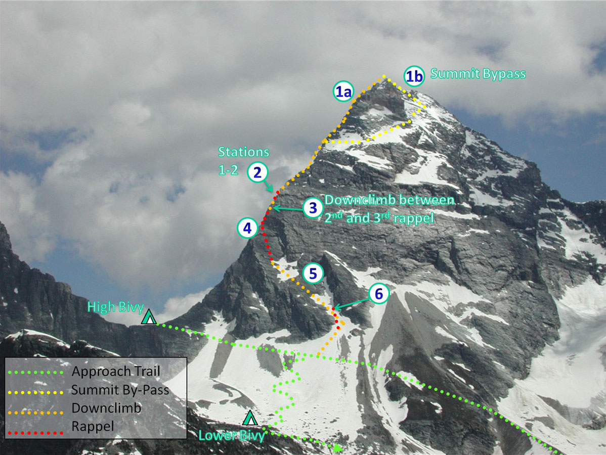 A map of Sir Donald's descent guide