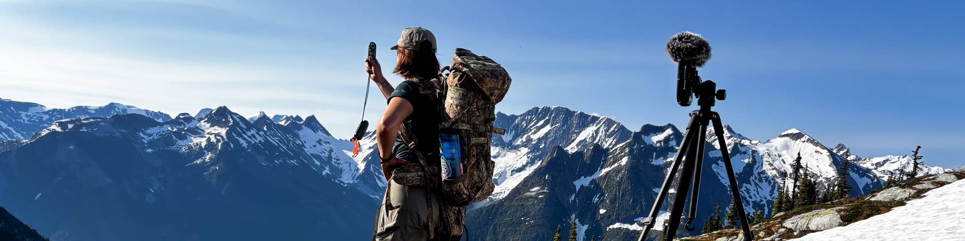 a Parks Canada employee conducting research in the mountains
