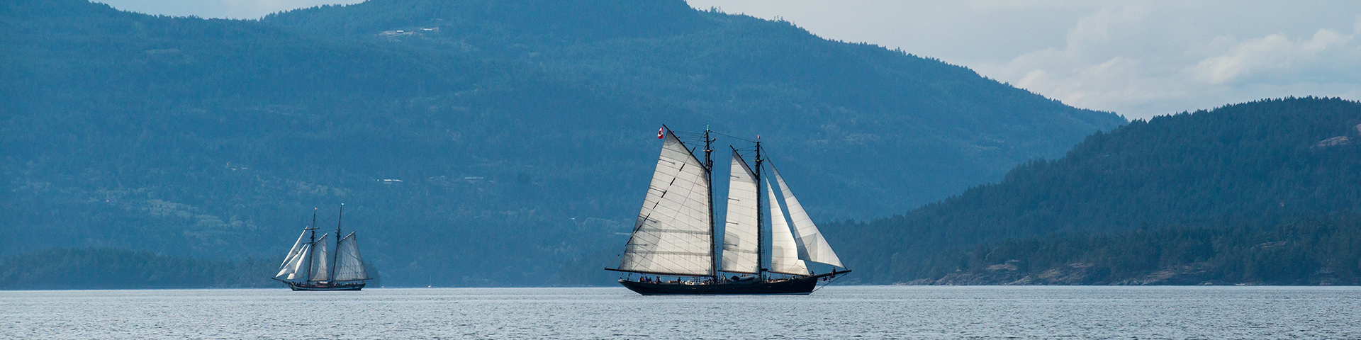 From kayaks through to large sailing ships like these, the scenic waters of the Gulf Islands are a mecca for all kinds of boating. Gulf Islands National Park Reserve.
