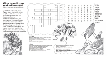 A Gwaii Haanas crossword puzzle, and a word search.