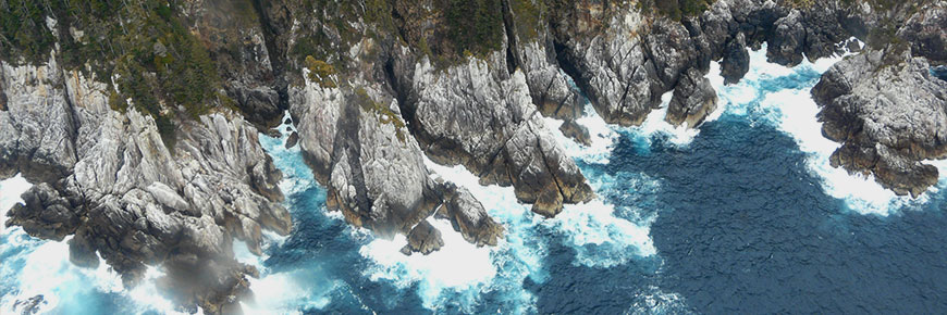 Aerial image of west coast of Gwaii Haanas