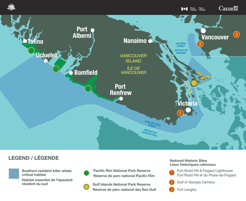 l’habitat essentiel des épaulards résidents du Sud sur la côte de la Colombie-Britannique