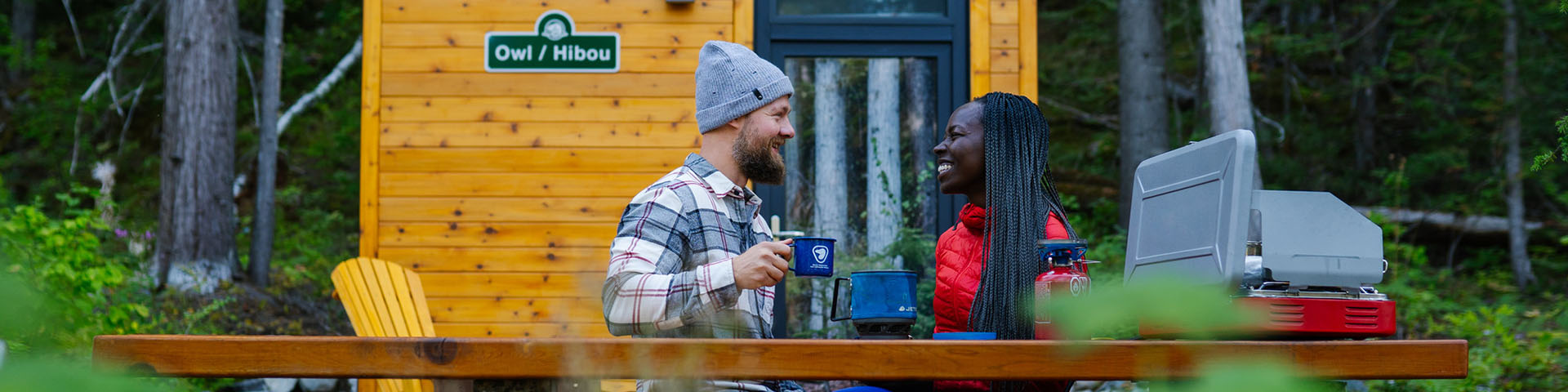 Two people enjoying morning coffee