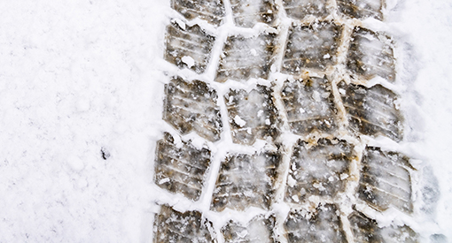 Tire marks in fresh snow