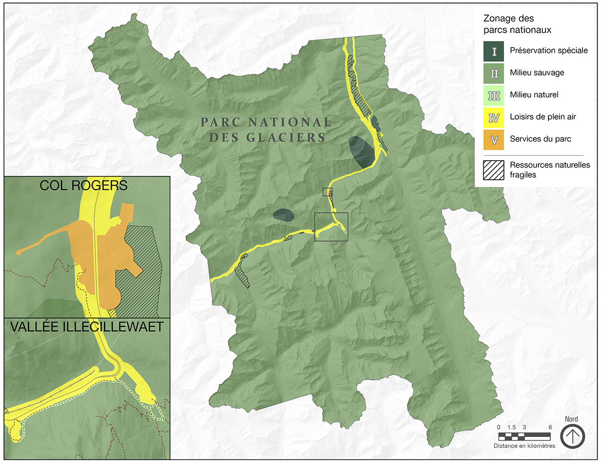 Carte 5 : Zonage du parc national des Glaciers