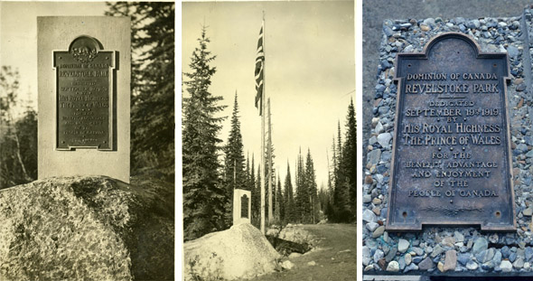 3 photos showing the 1919 commemorative plaque