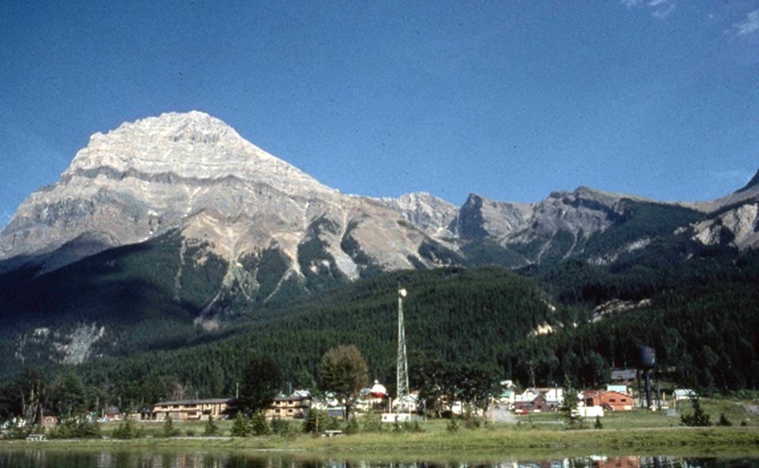 View of community of Field and Mt. Stephen from the west side of the Kicking Horse River
