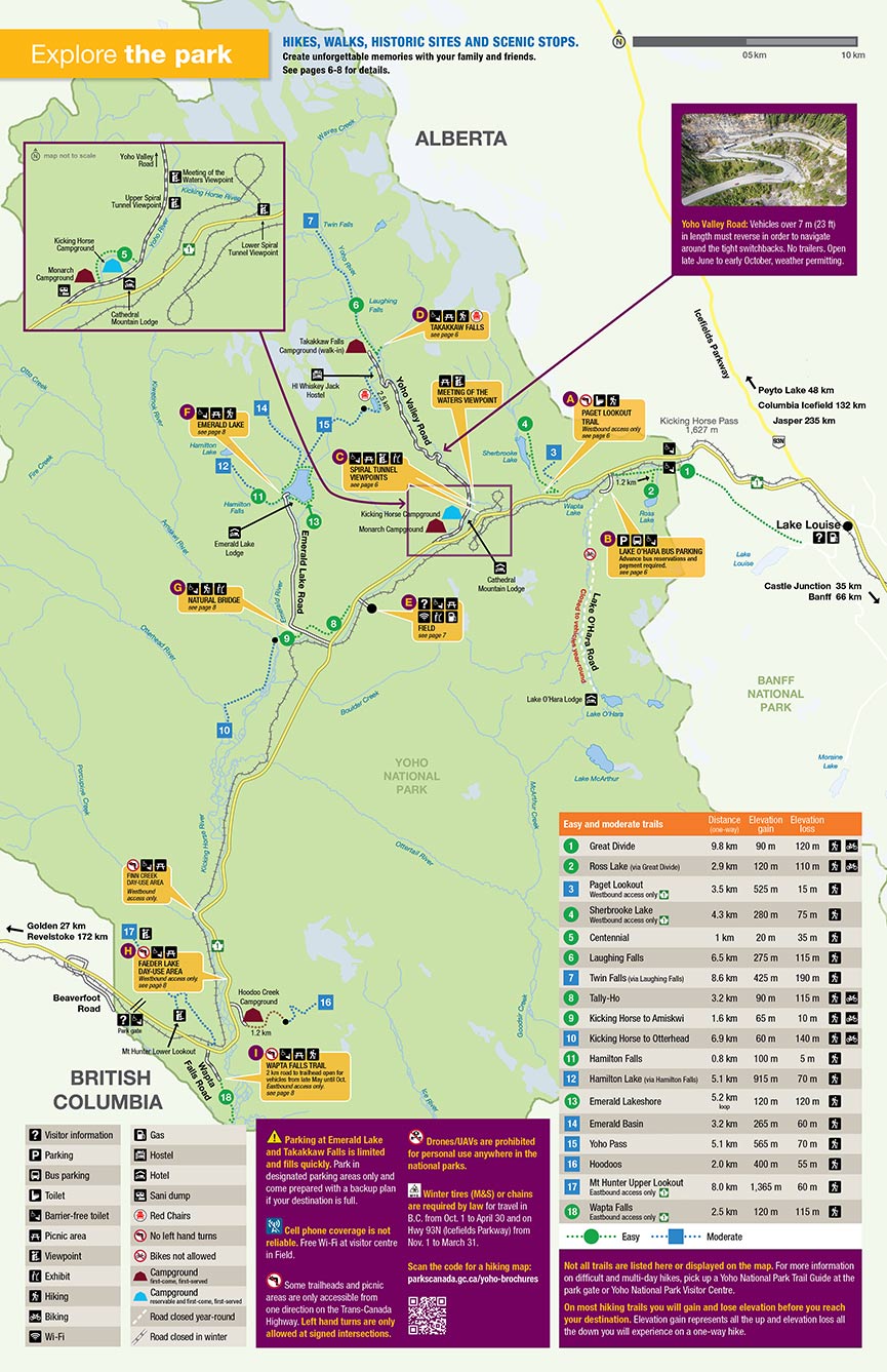 Map of Yoho National Park