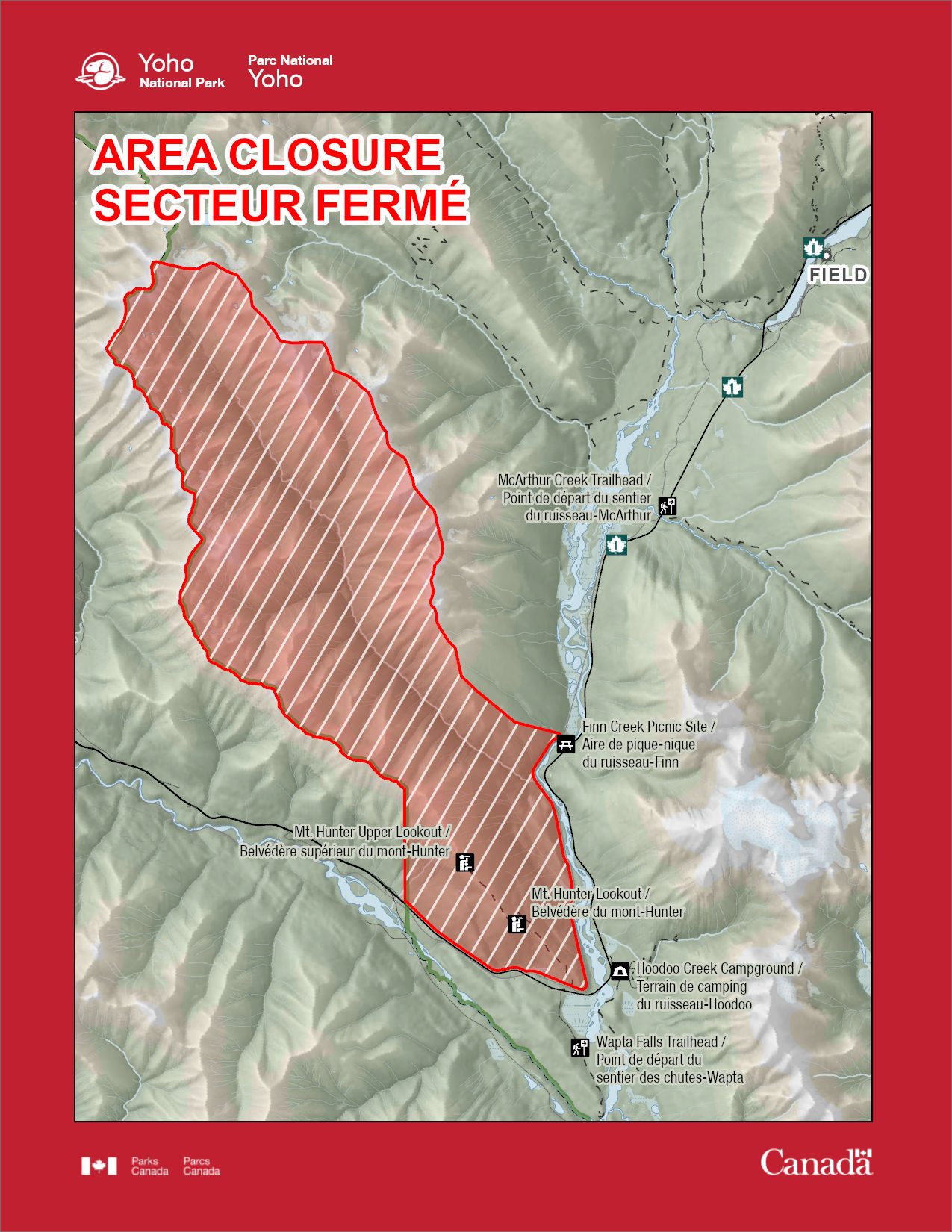 Carte de la fermeture de la zone de brûlage dirigé de la vallée du Porcupine, qui comprend la vallée du Porcupine.