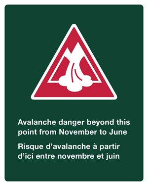 Sign indicating an avalanche risk zone