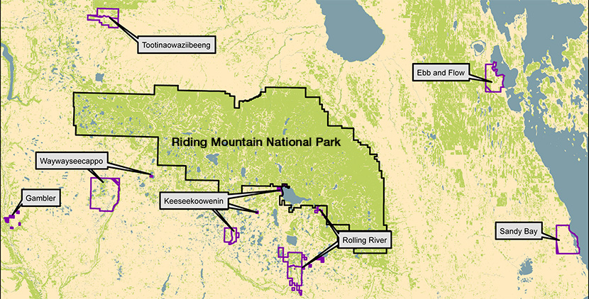 Map of the 7 First Nations in the Coalition of First Nations with Interest in RMNP