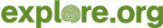 Green text saying explore.org, with the “o” in explore being a circle with an intricate, maze-like pattern.
