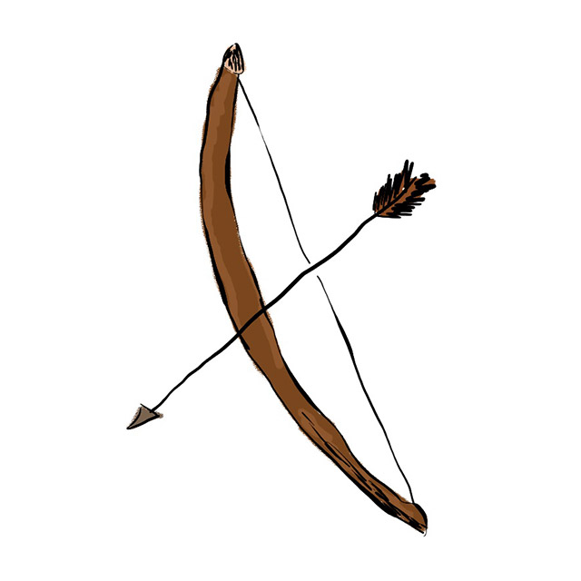 An illustration of a bow and arrow.