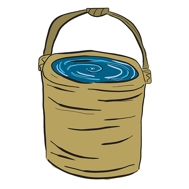 An illustration of a bucket filled with water.