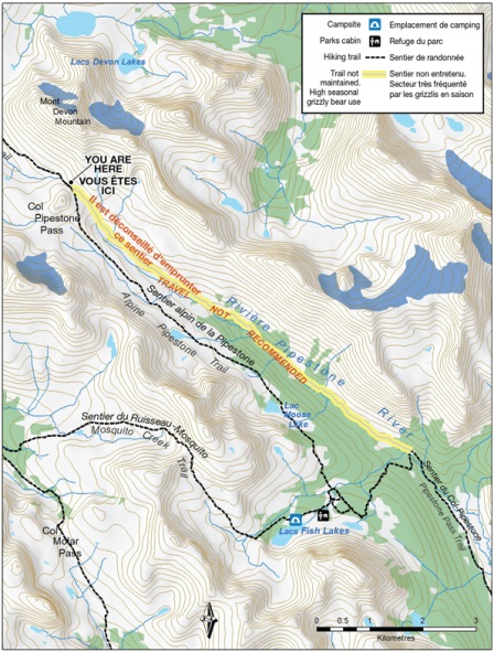 Pipestone Valley Area Map © Parks Canada