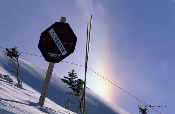 Closed areas at ski hills are clearly marked