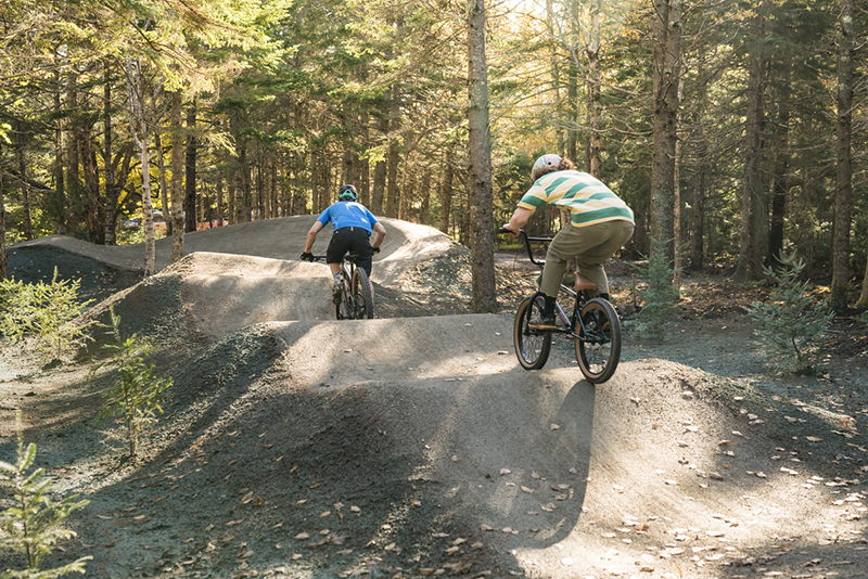 Cyclists on a pumptrack