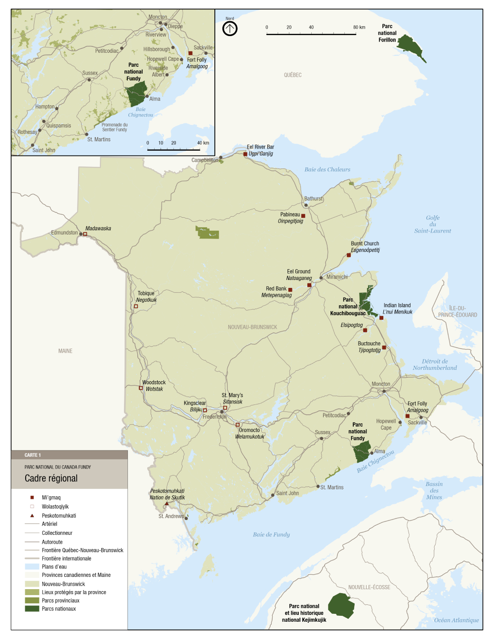 Carte 1: Cadre régional, version textuelle suit