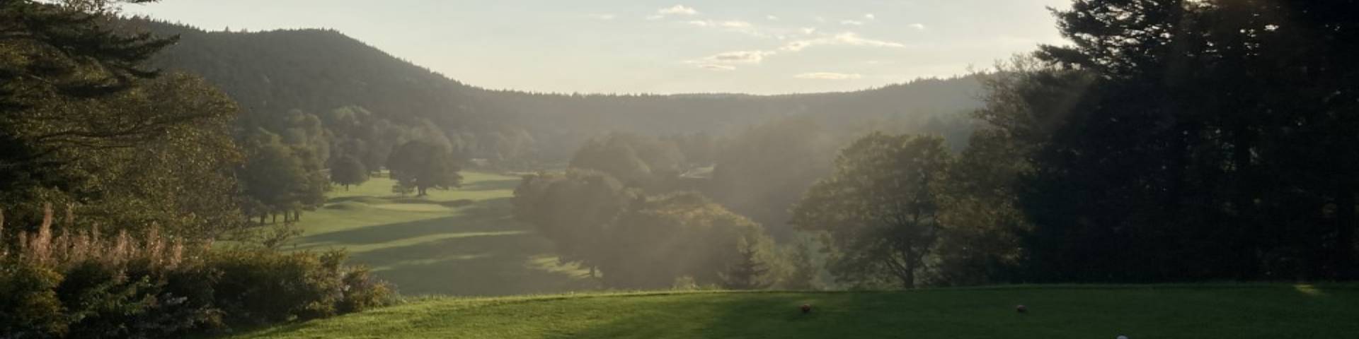 A person hitting a ball on the golf course