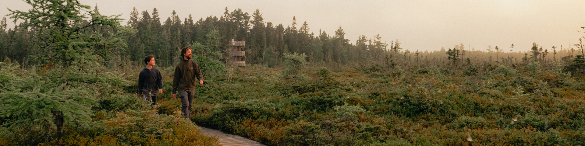 Two hikers on the Bog trail