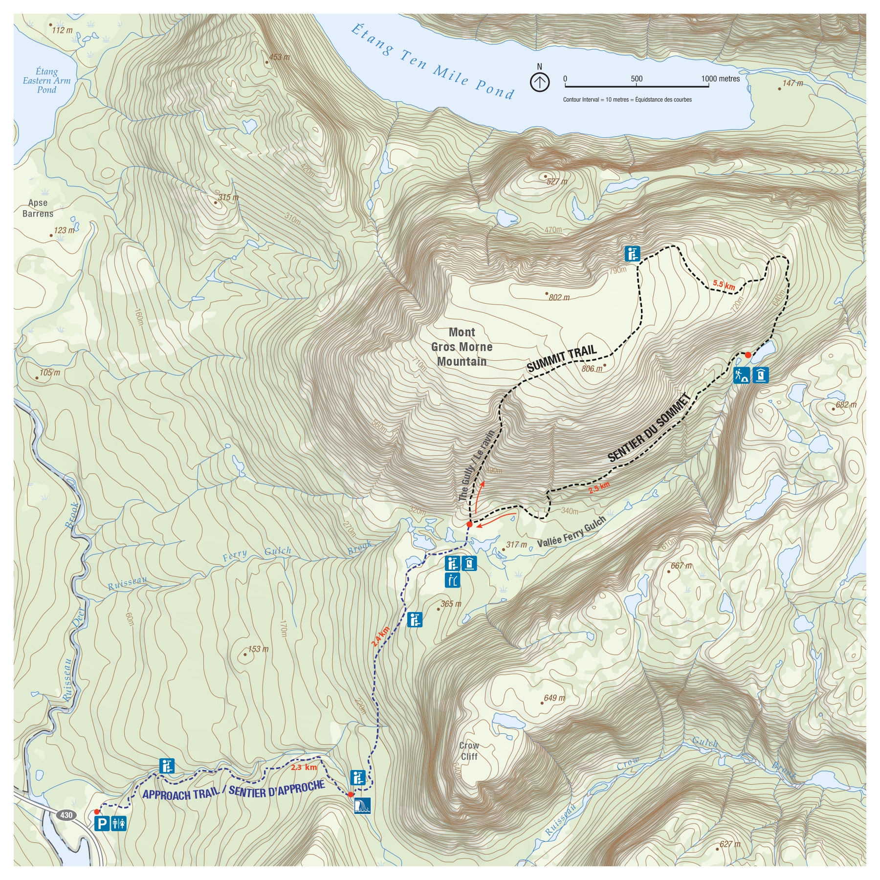 map of gros morne mountain trail