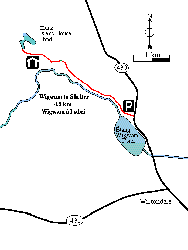 Map of cross country ski trail at Wigwam Pond in Gros Morne National Park