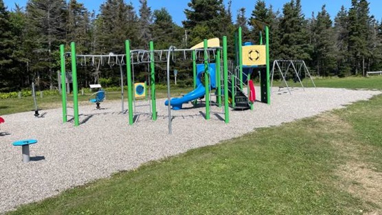 A playground with monkey bars and play structure.
