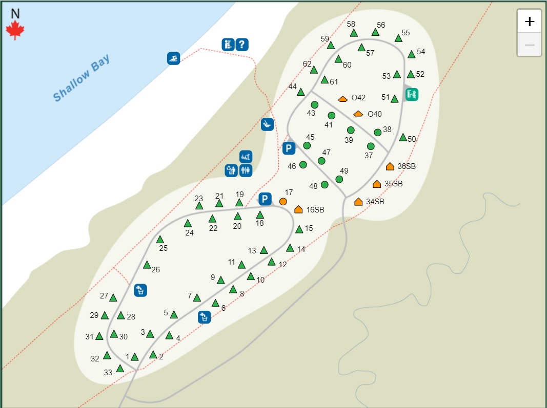 Shallow bay campground map