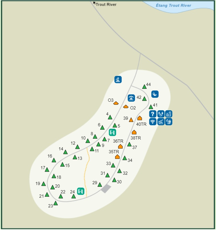 Carte du terrain de camping de Trout River