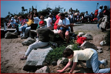 The original waiting area for Western Brook Pond boat tour guests was on rocks. 