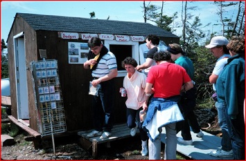 The original "rustic" ticket booth at Western Brook Pond in the 1980's