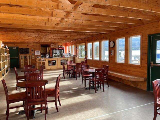 A room with table and chairs.