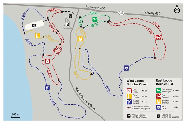 Map of Visitor Centre Cross-Country Ski Trails in Gros Morne National Park