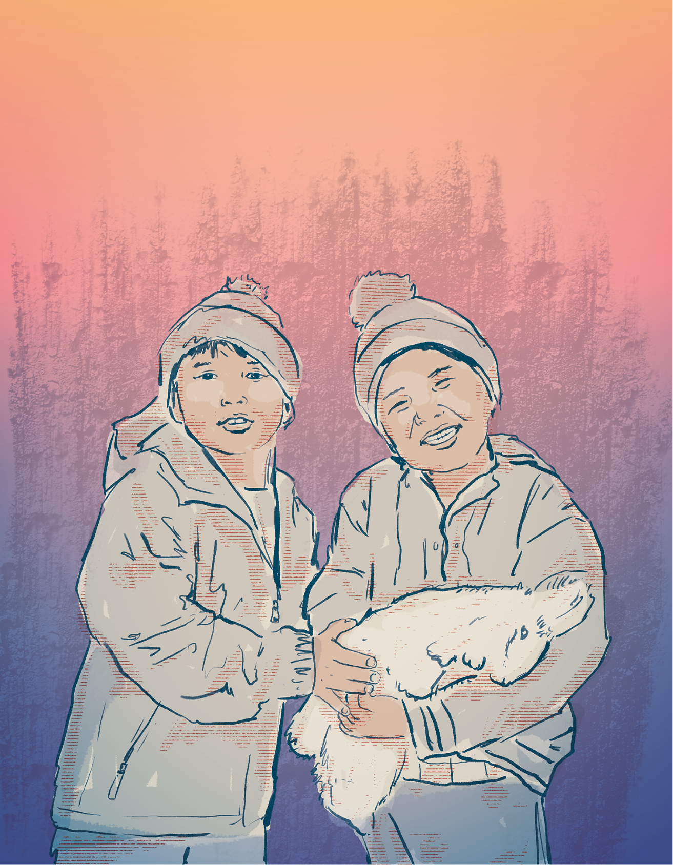 Illustration de couverture des lignes directrices de gestion de la nation innu.