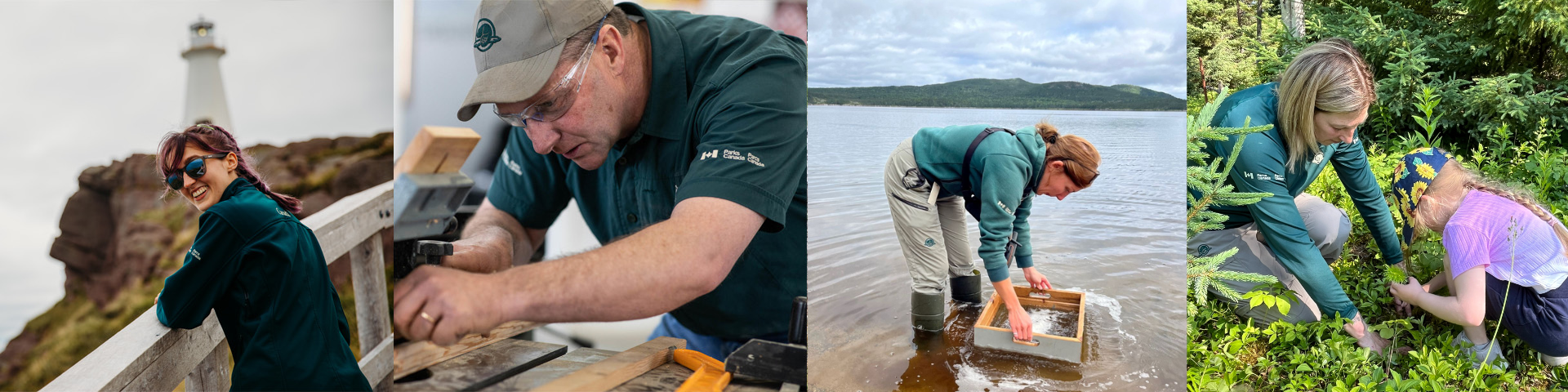 A collage of Parks Canada employees doing various jobs