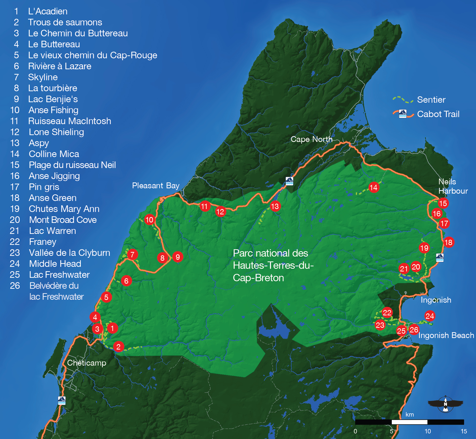 Sentiers de randonnées pédestres - carte